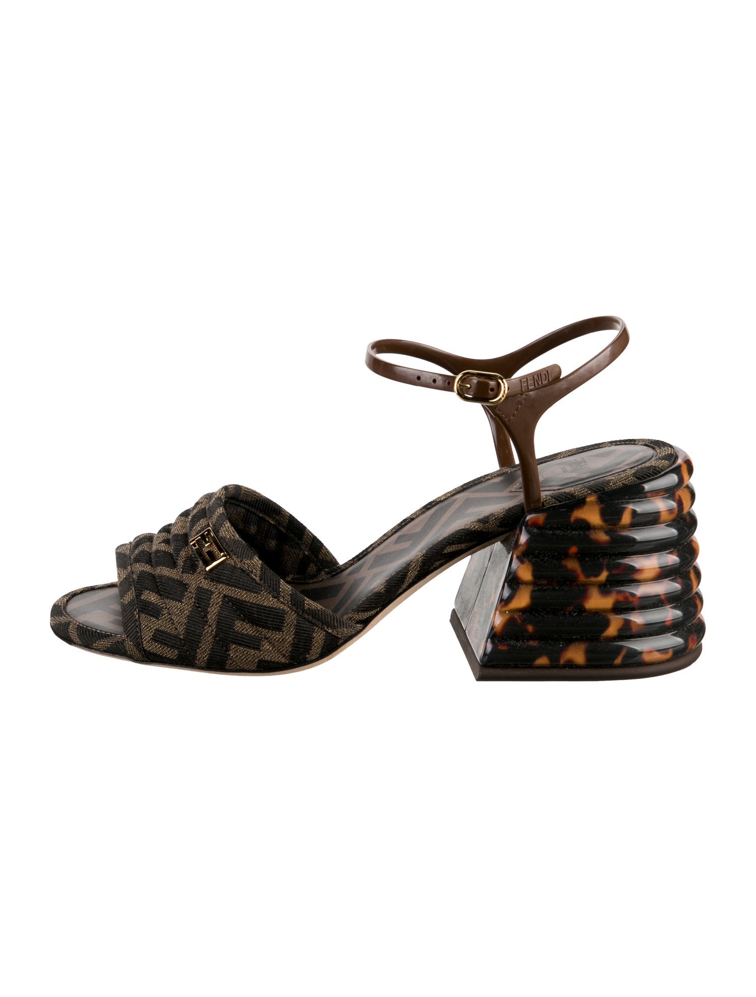 Fendi Zucca FF Logo Canvas Slingback Sandals