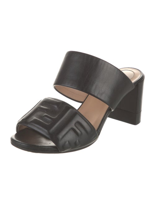 Fendi Zucca FF Logo Leather Slides