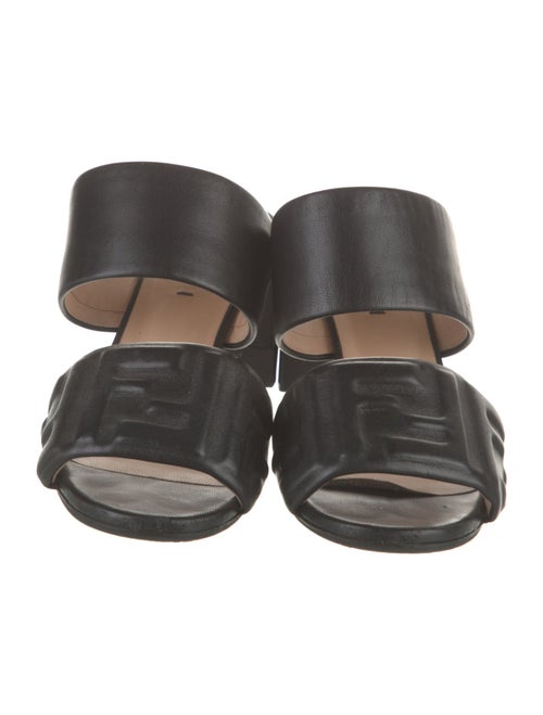 Fendi Zucca FF Logo Leather Slides