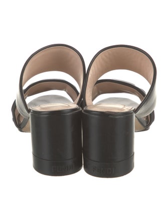 Fendi Zucca FF Logo Leather Slides