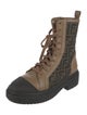 Fendi Zucca FF Logo Leather Combat Boots