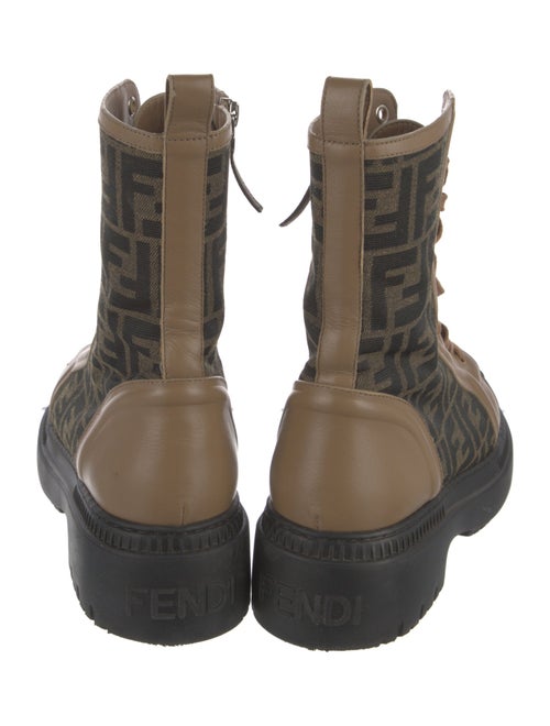Fendi Zucca FF Logo Leather Combat Boots