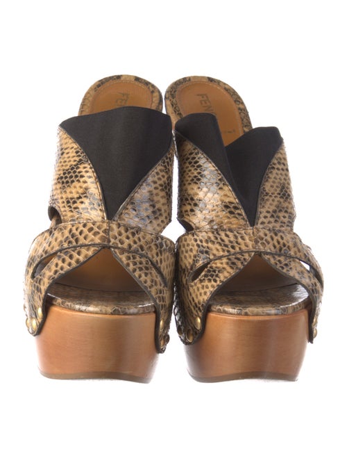 Fendi Snakeskin Animal Print Slides