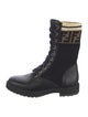 Fendi Zucca FF Logo Leather Combat Boots