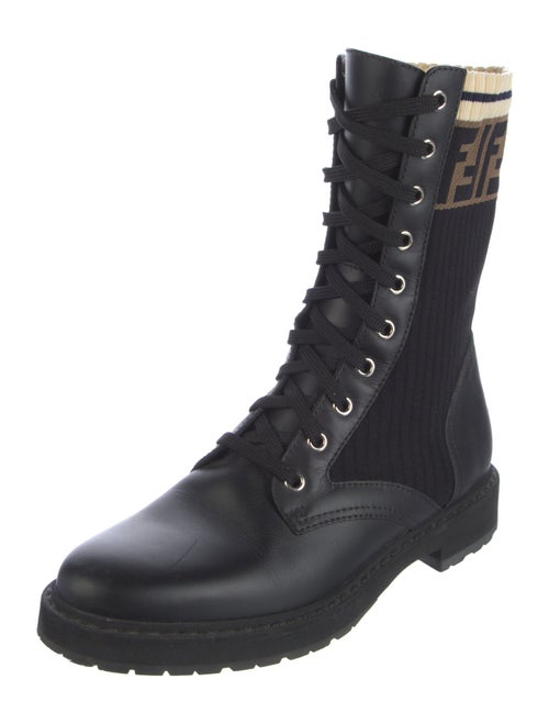 Fendi Zucca FF Logo Leather Combat Boots