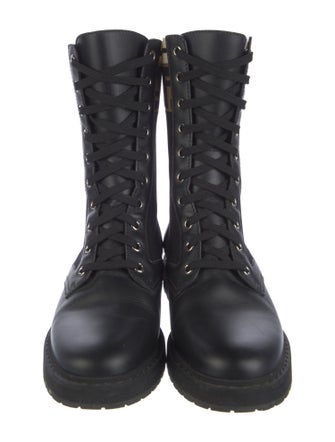 Fendi Zucca FF Logo Leather Combat Boots