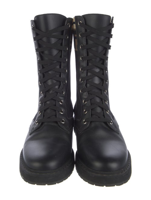 Fendi Zucca FF Logo Leather Combat Boots
