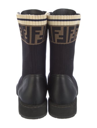 Fendi Zucca FF Logo Leather Combat Boots