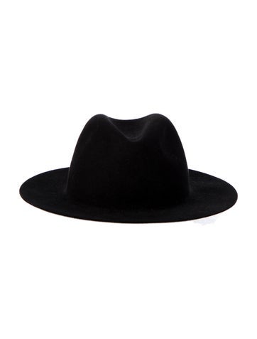 Fendi Hats Solid Suede Wide Brim Hat