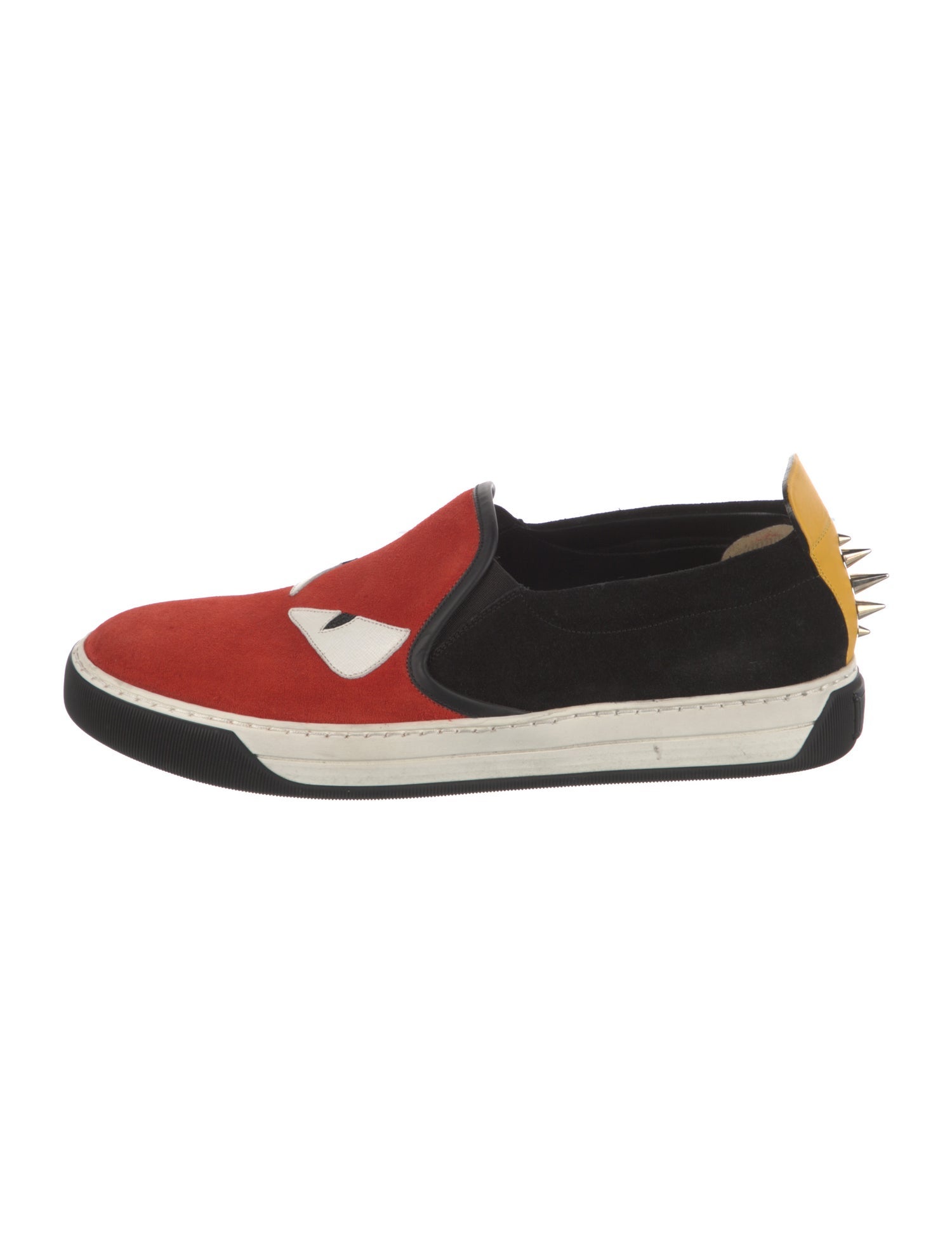 Fendi Monsters Motif Suede Sneakers