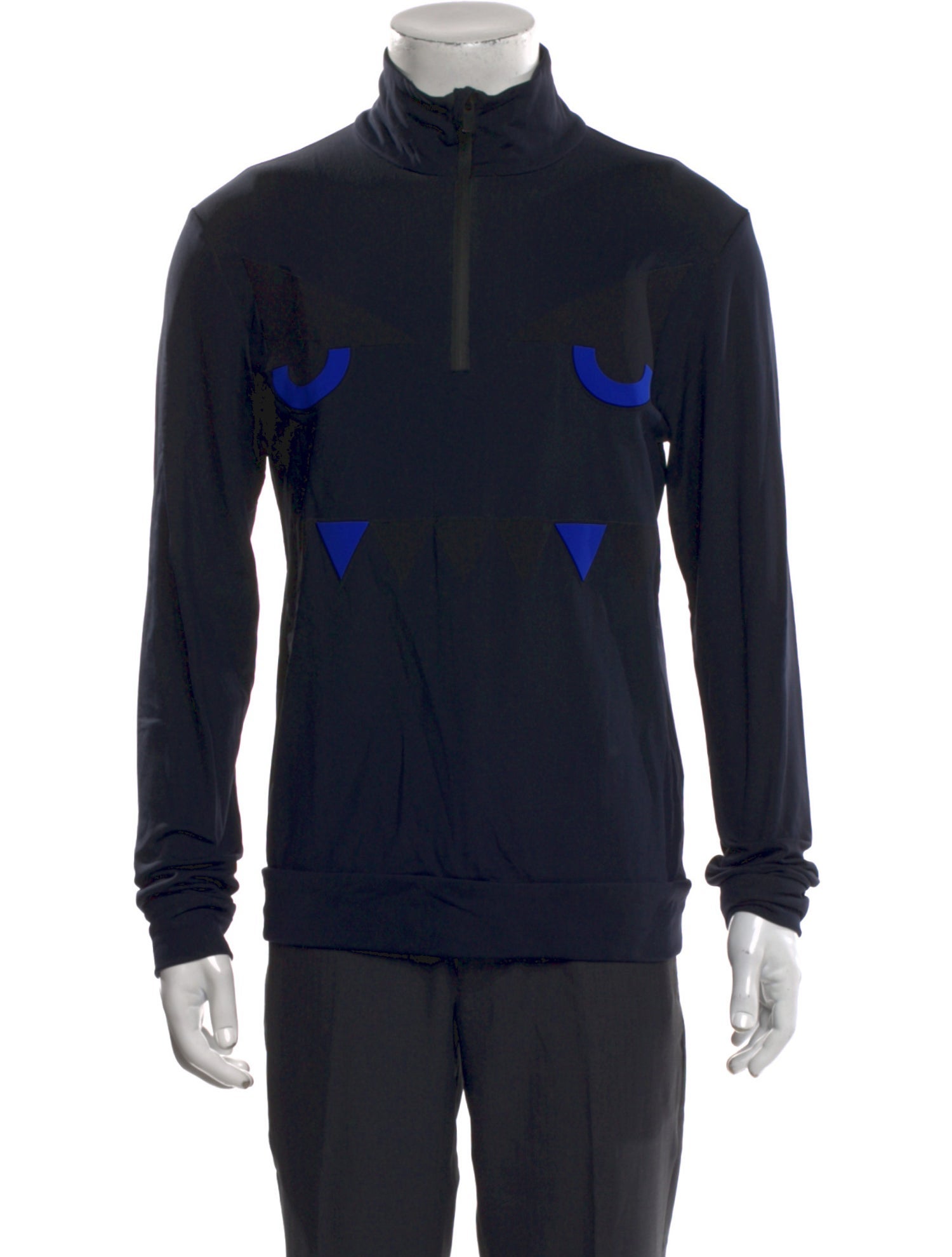 Fendi Graphic Print Mock Neck Polo Sweater