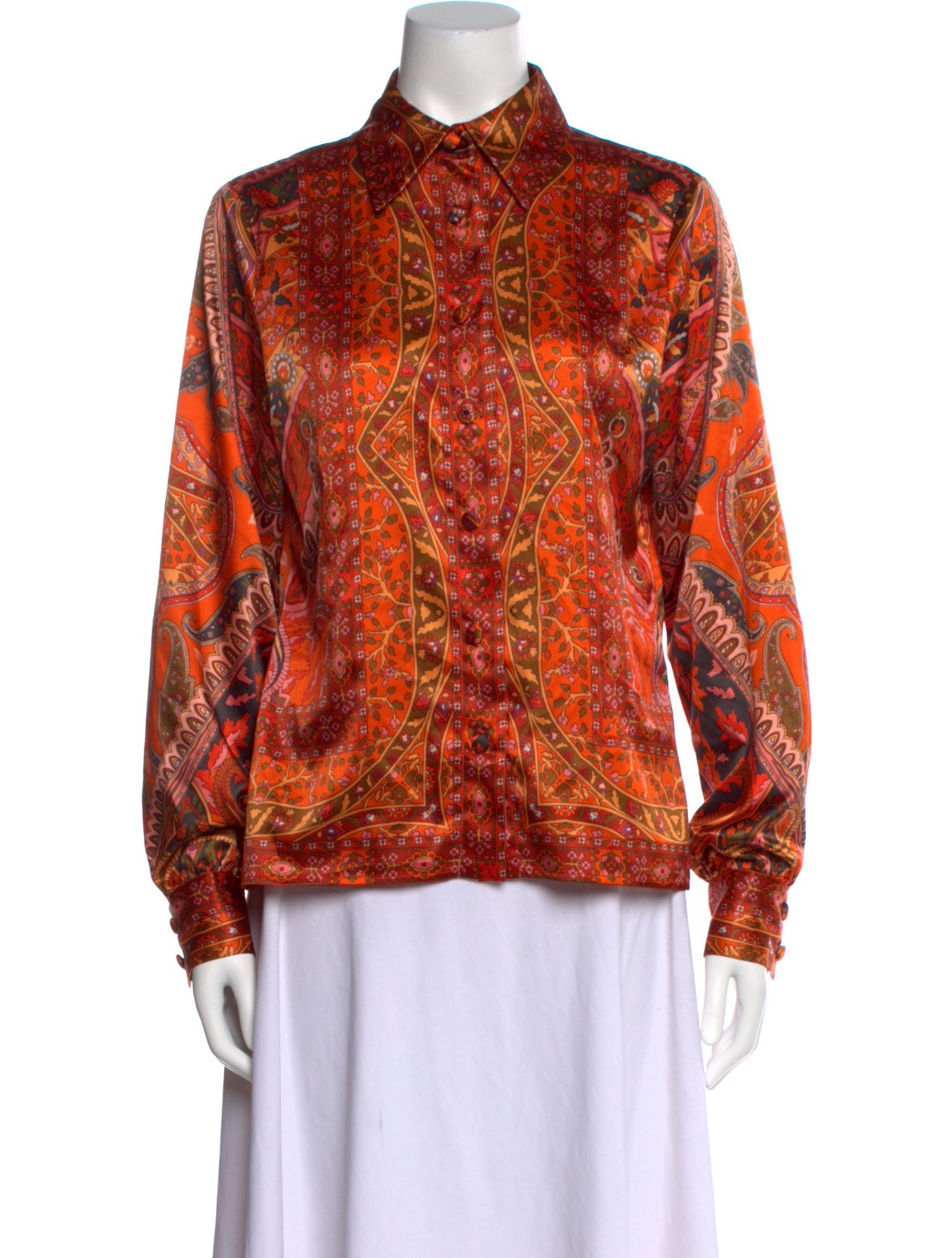 Fendi Silk Printed Button-Up Top