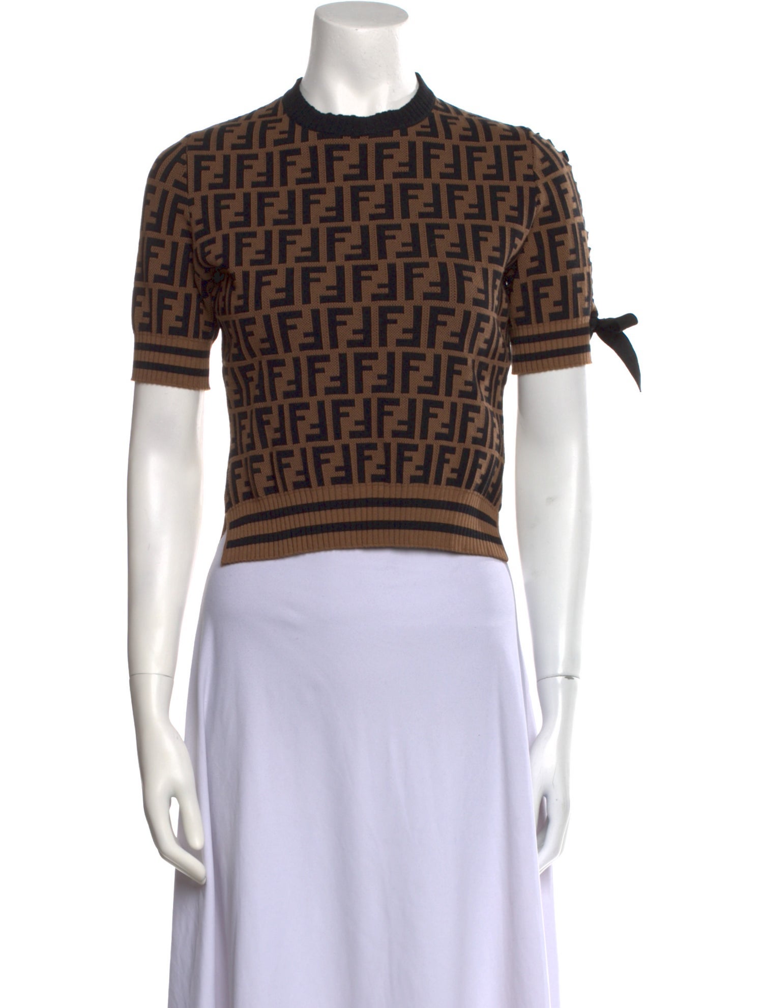 Fendi Printed Crew Neck Crop Top