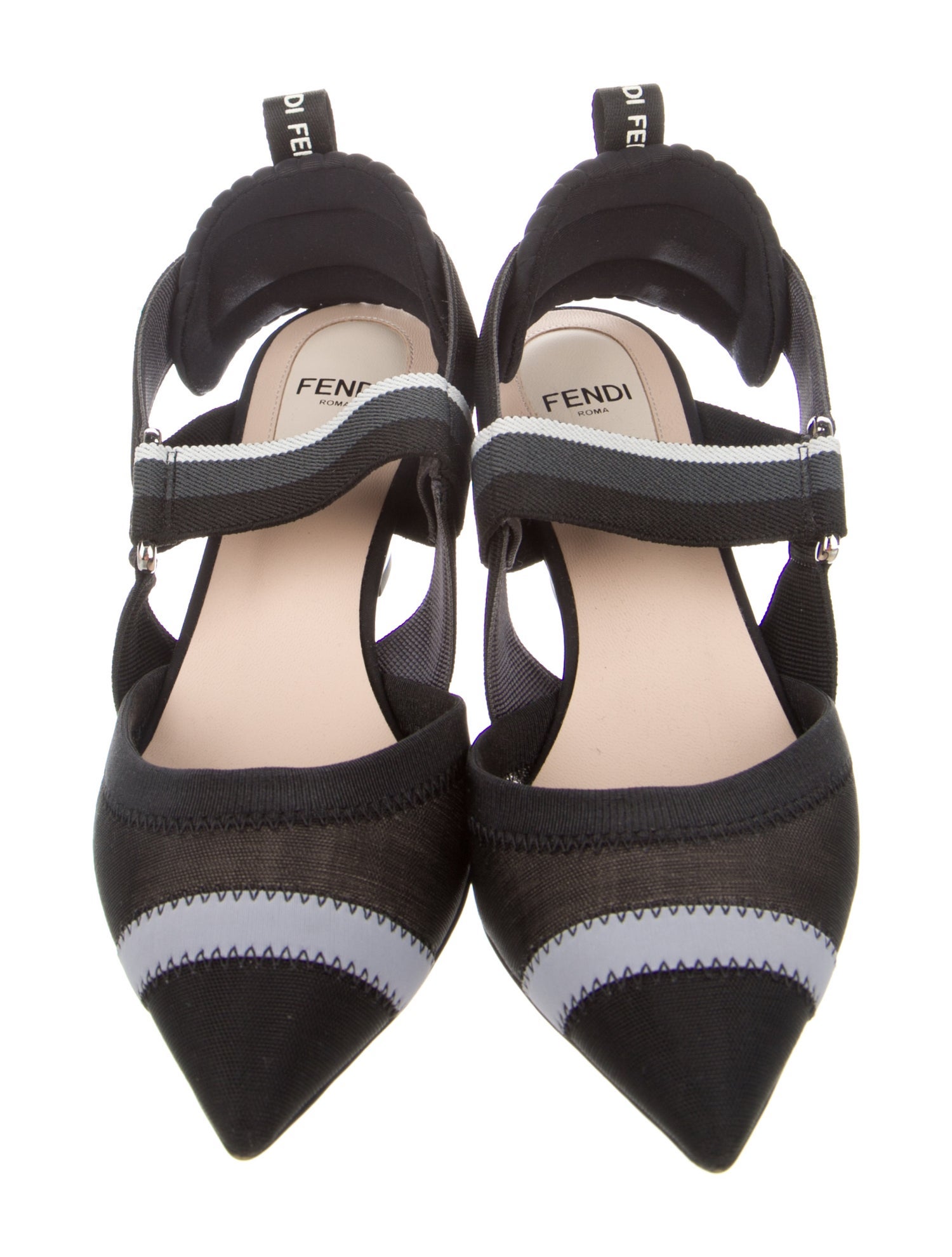 Fendi Mesh Printed Slingback Pumps