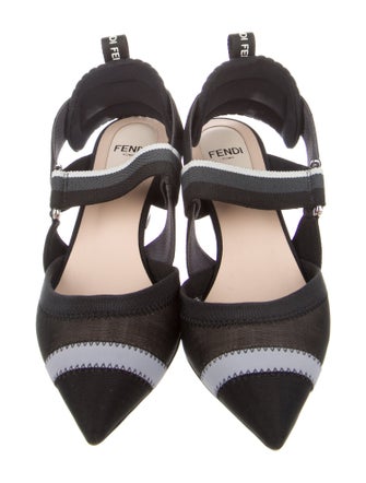 Fendi Mesh Printed Slingback Pumps