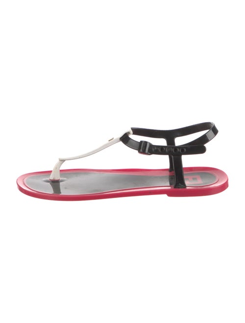 Fendi Zucca FF Logo Rubber T-Strap Sandals