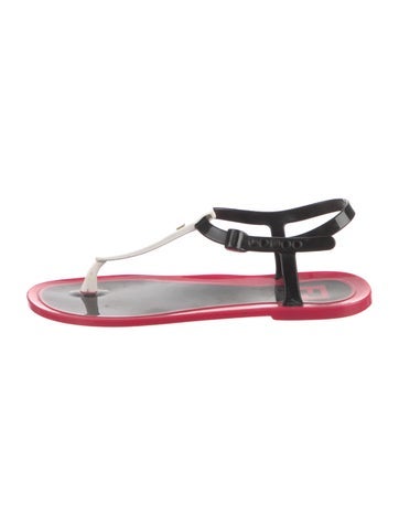 Fendi Sandals Zucca FF Logo Rubber T-Strap IT 39 | 9