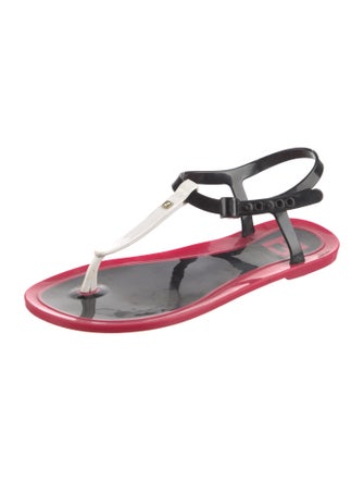 Fendi Zucca FF Logo Rubber T-Strap Sandals