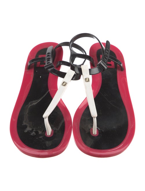 Fendi Zucca FF Logo Rubber T-Strap Sandals