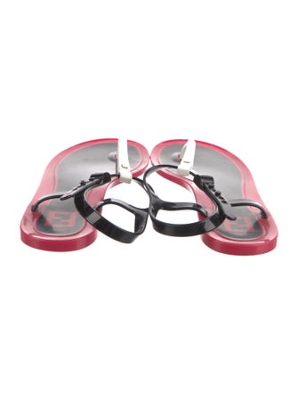 Fendi Zucca FF Logo Rubber T-Strap Sandals
