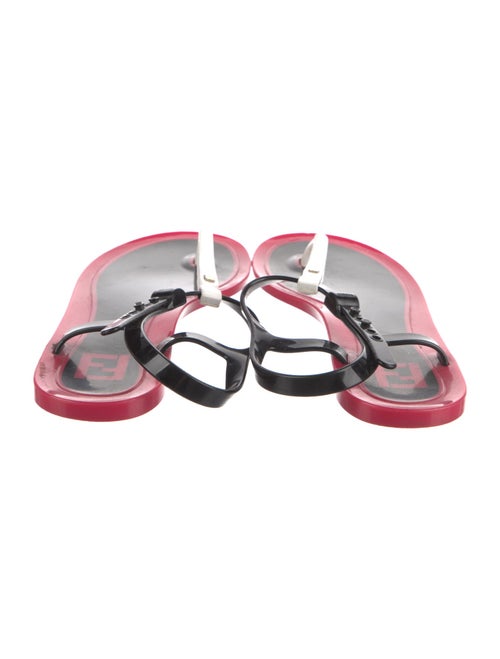 Fendi Zucca FF Logo Rubber T-Strap Sandals
