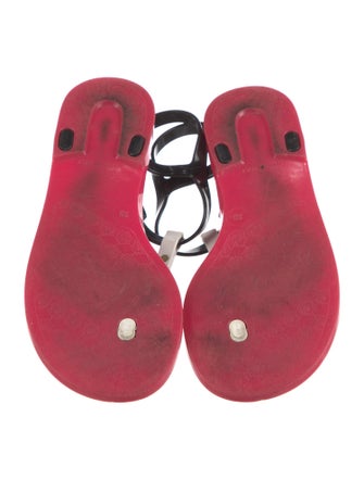 Fendi Zucca FF Logo Rubber T-Strap Sandals