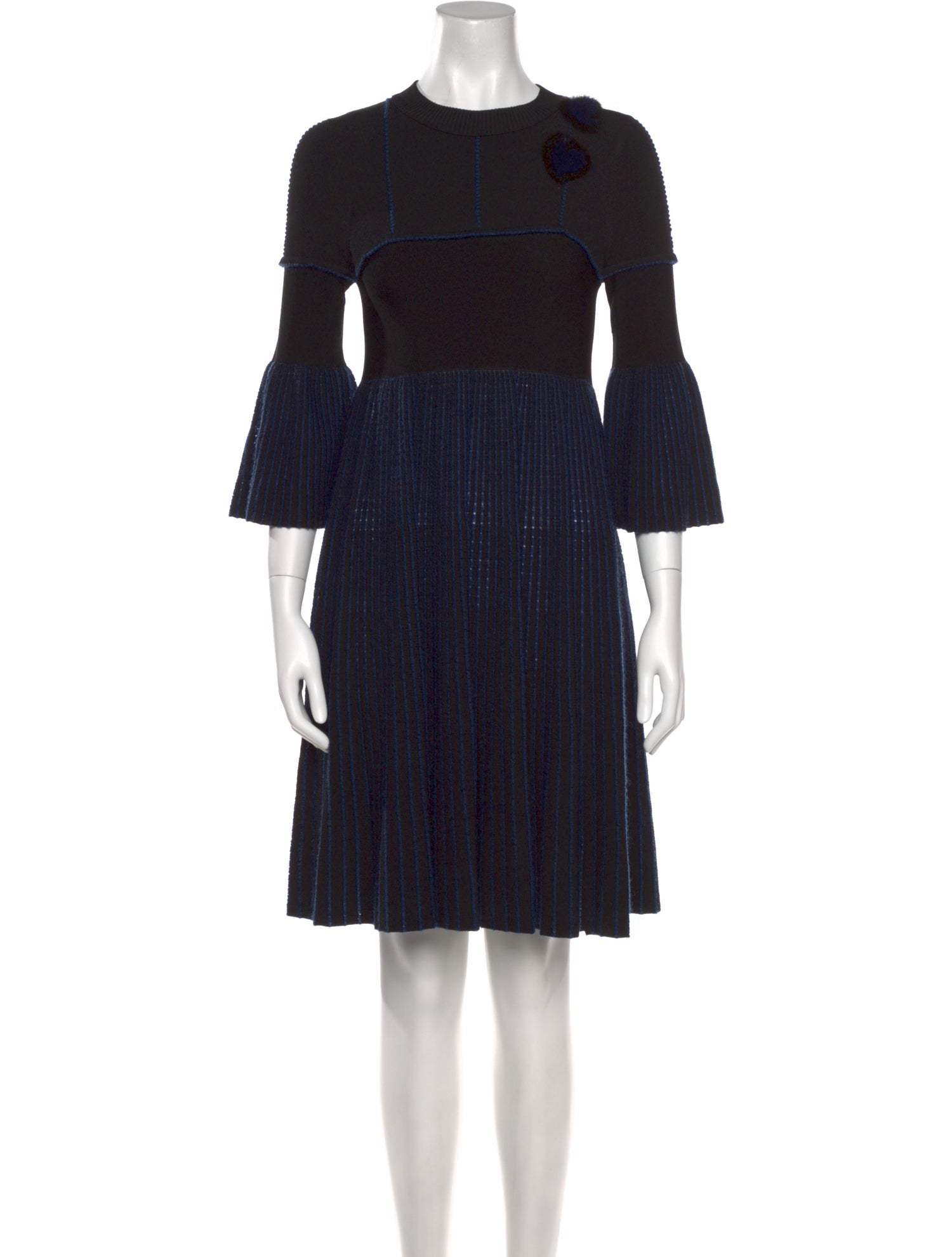 Fendi Crew Neck Knee-Length Dress