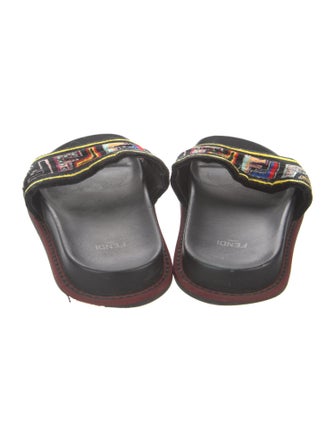 Fendi Zucca FF Logo Velvet Slides