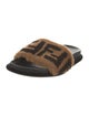 Fendi Zucca FF Logo Shearling Slides