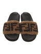 Fendi Zucca FF Logo Shearling Slides