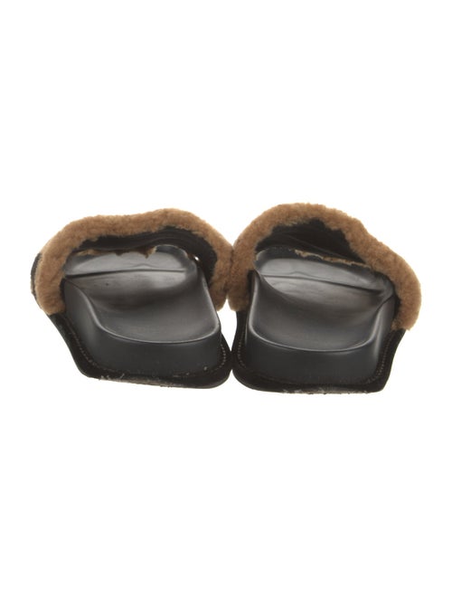 Fendi Zucca FF Logo Shearling Slides