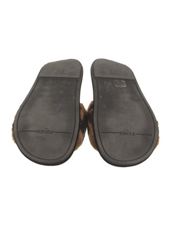 Fendi Zucca FF Logo Shearling Slides
