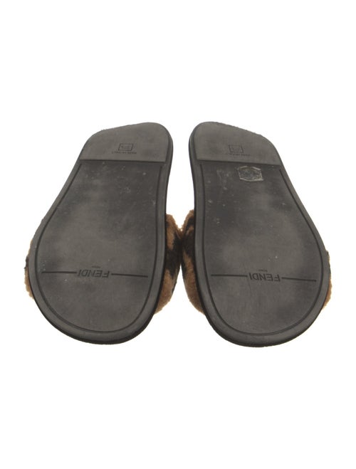 Fendi Zucca FF Logo Shearling Slides