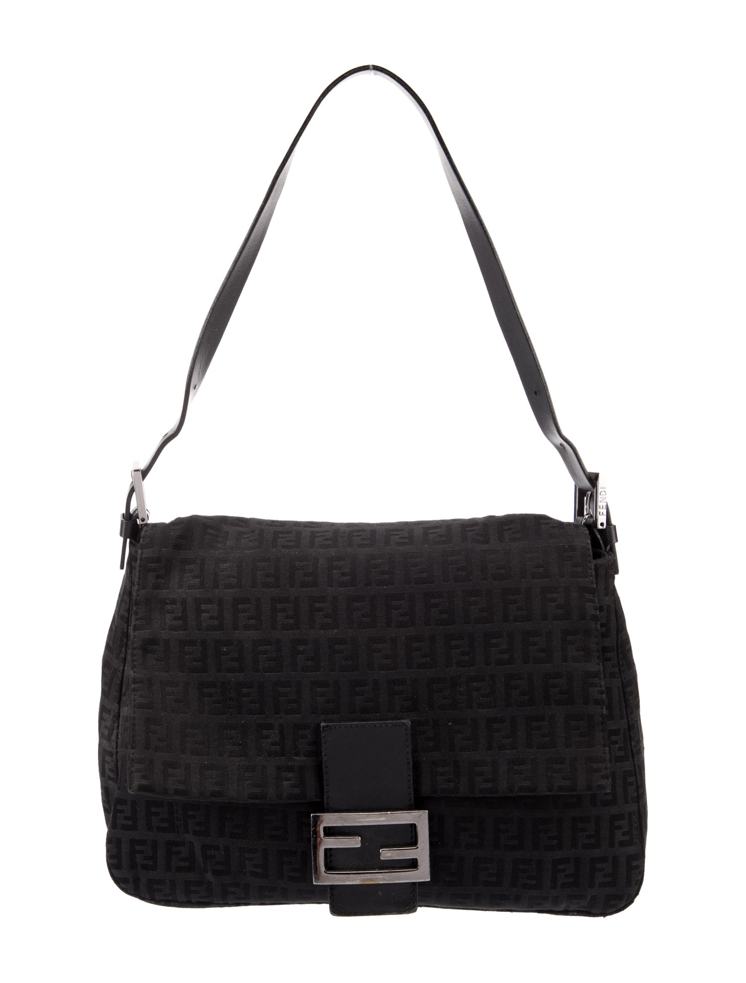 Fendi Zucca Double Flap Baguette Bag - Brown Shoulder Bags