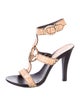 Fendi Leather Printed T-Strap Sandals
