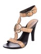 Fendi Leather Printed T-Strap Sandals
