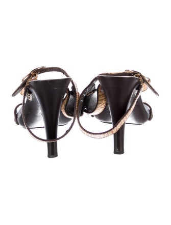 Fendi Leather Printed T-Strap Sandals