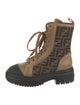 Fendi Zucca FF Logo Leather Combat Boots