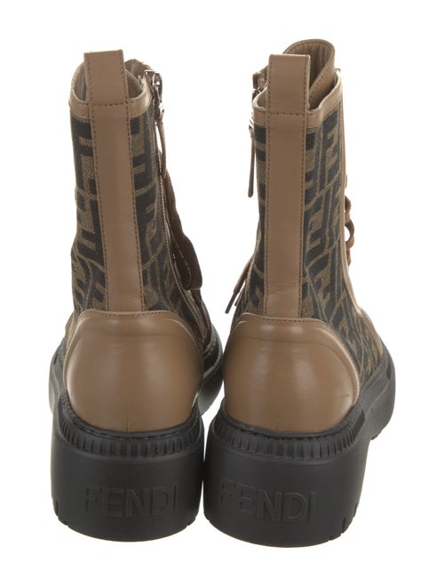 Fendi Zucca FF Logo Leather Combat Boots