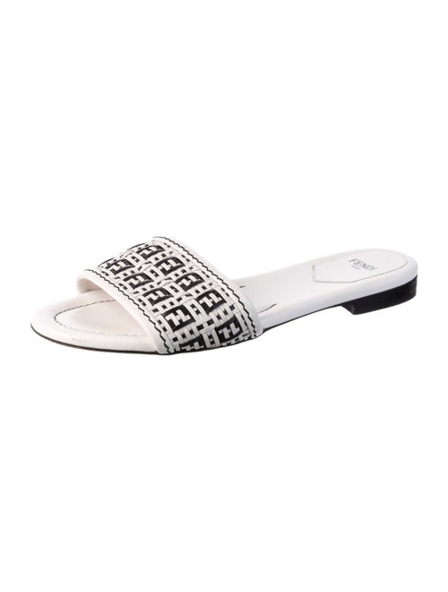 Fendi Zucca FF Logo Leather Slides