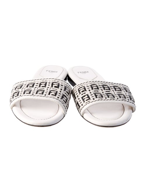 Fendi Zucca FF Logo Leather Slides