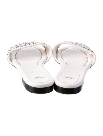 Fendi Zucca FF Logo Leather Slides