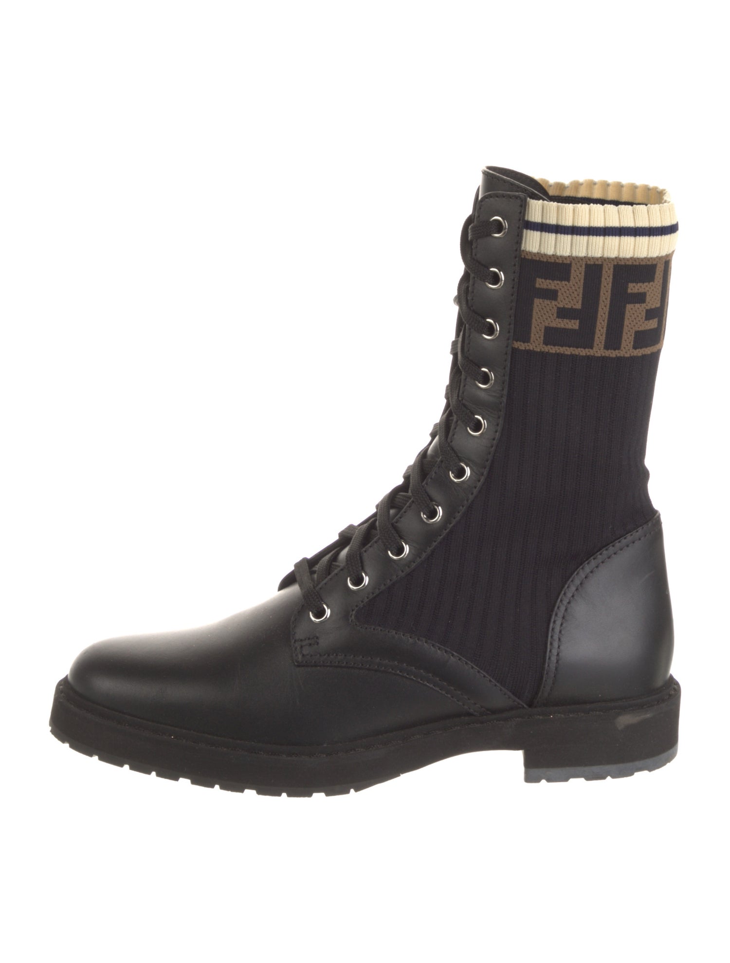 Fendi Zucca FF Logo Printed Combat Boots