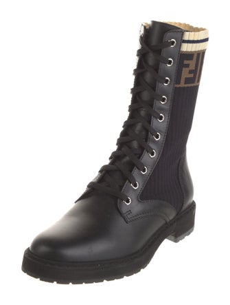 Fendi Zucca FF Logo Printed Combat Boots