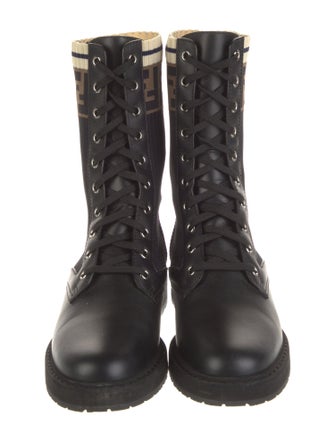 Fendi Zucca FF Logo Printed Combat Boots