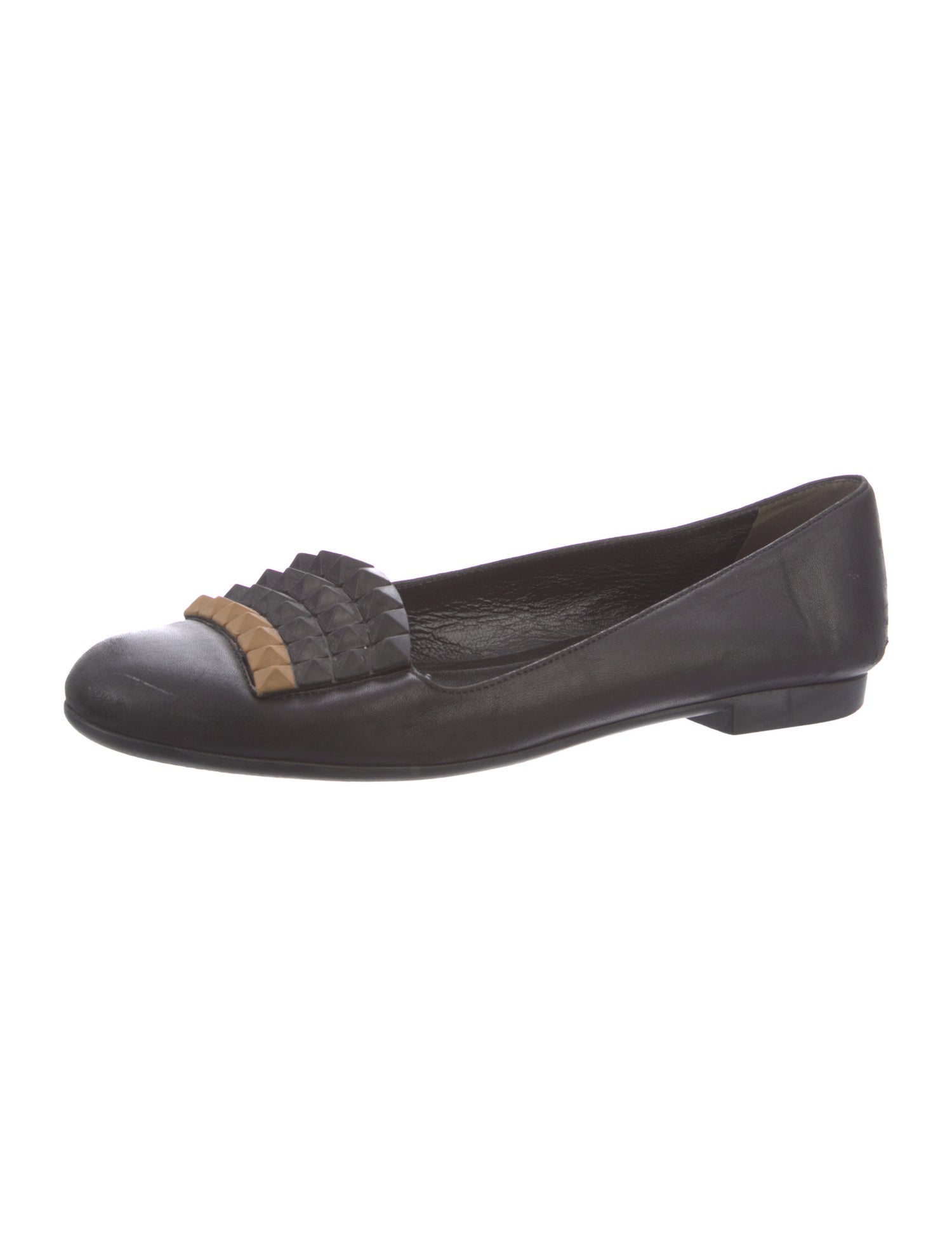 Fendi Leather Studded Accents Flats