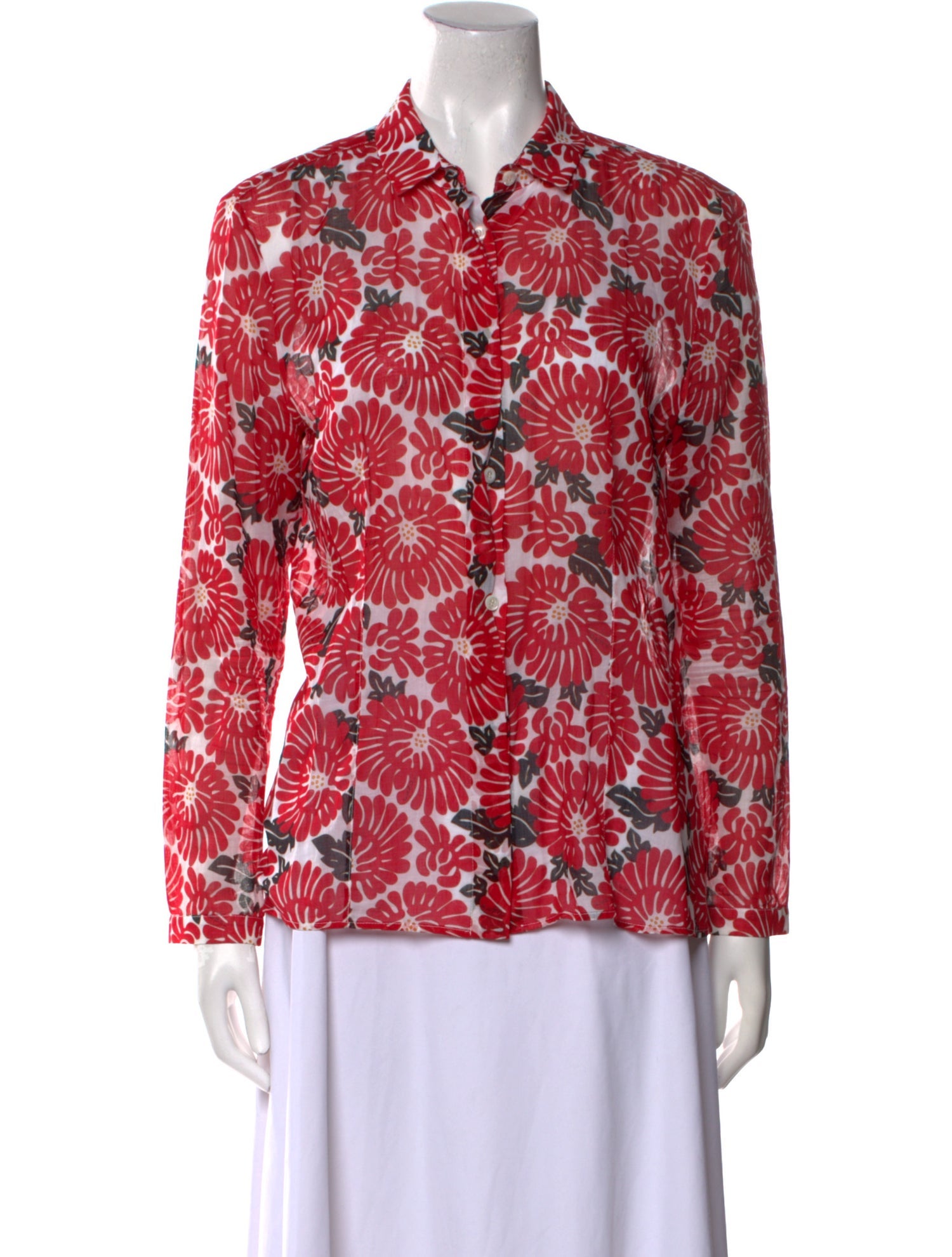 Fendi Printed Long Sleeve Button-Up Top