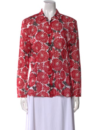 Fendi Printed Long Sleeve Button-Up Top