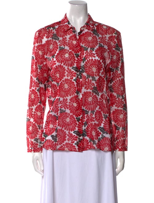 Fendi Printed Long Sleeve Button-Up Top