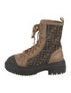 Fendi Zucca FF Logo Leather Combat Boots